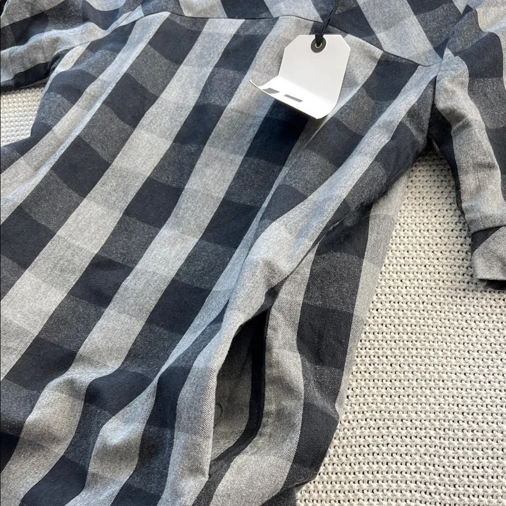Rogan for Target Plaid Midi Dress Black Gray Buffalo Check Elbow Sleeve Medium - Picture 5 of 15